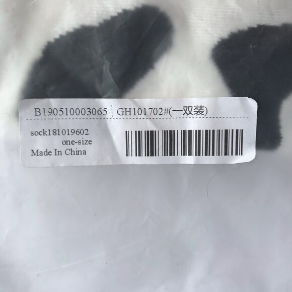 Cow Printed Black & White Knit Crew Socks One Size - Picture 3 of 11